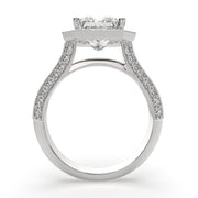 Beatrice Princess Cut Halo Pave Knife Edge Milgrain Engagement Ring Setting - Nivetta
